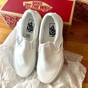 VANS-White Slip on-